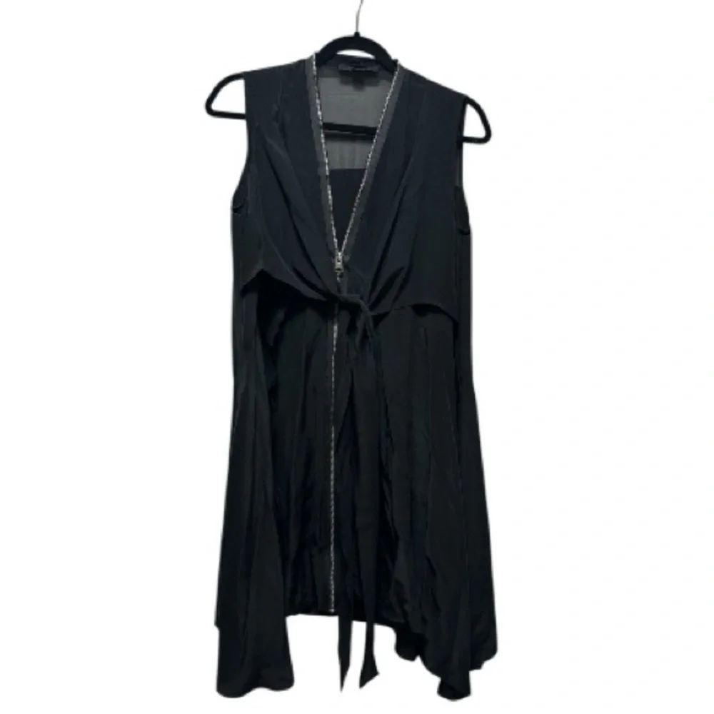 All Saints Jayda Black Zip-Front Silk Blend Dress - Picture 4 of 7